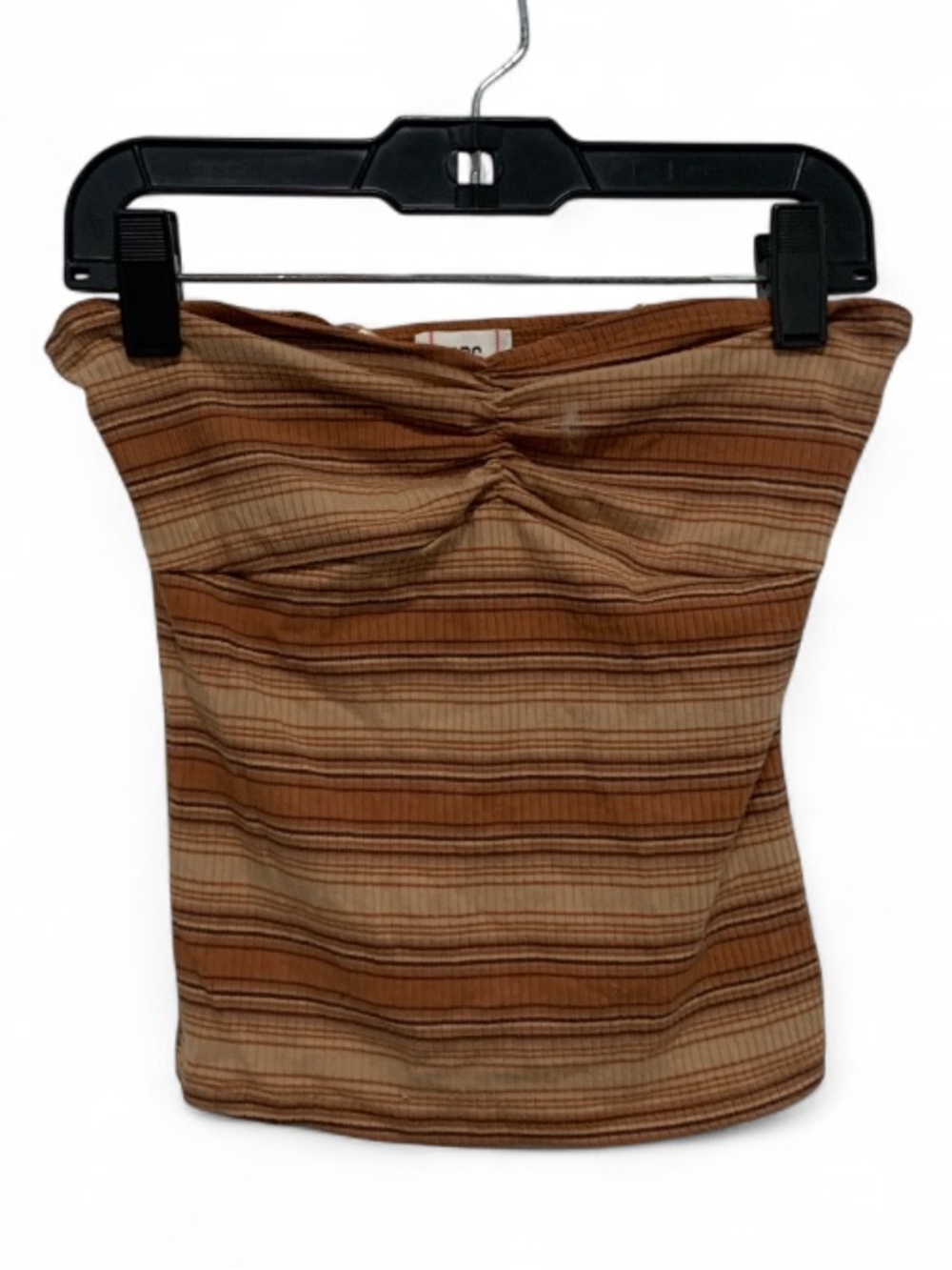 BDG Tan Orange Striped Ruched Tube Top